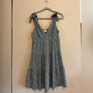Bella Ella Forrest Green and White Dress with Tie Straps